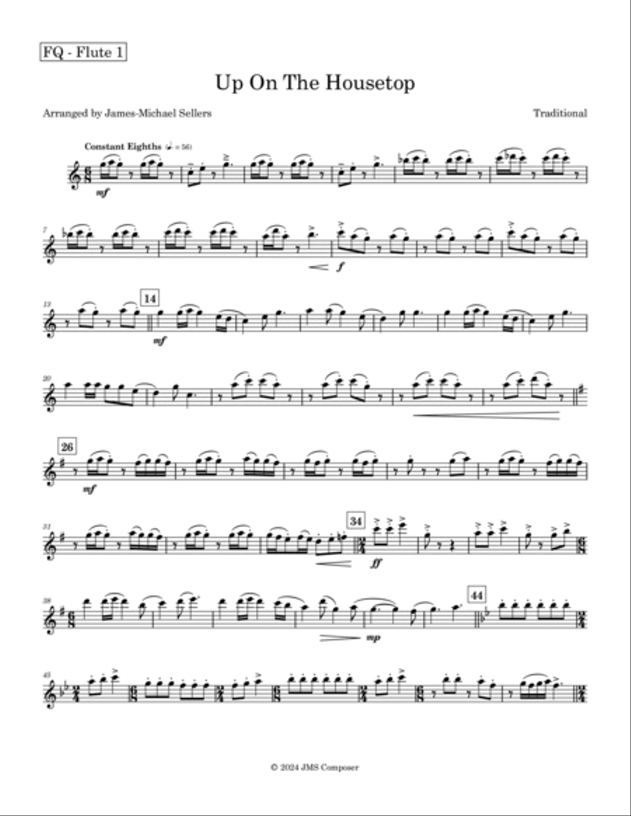 Up on the Housetop (Flute Quartet) Flute Quartet scores gallery preview page 5