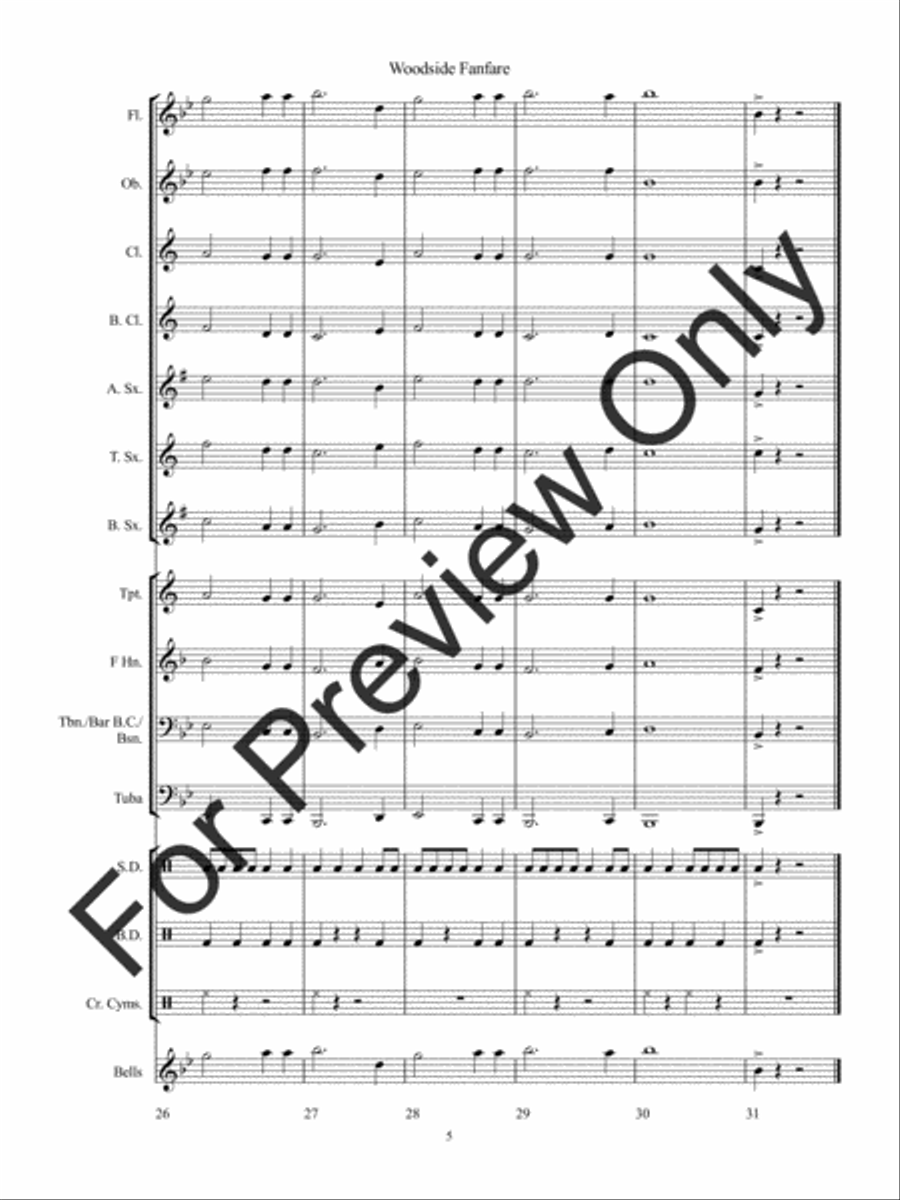 Woodside Fanfare (Score) Woodside Fanfare (Score) Concert Band scores gallery preview page 8
