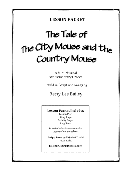 The Tale of the City Mouse and the Country Mouse - LESSON PLANS image number null