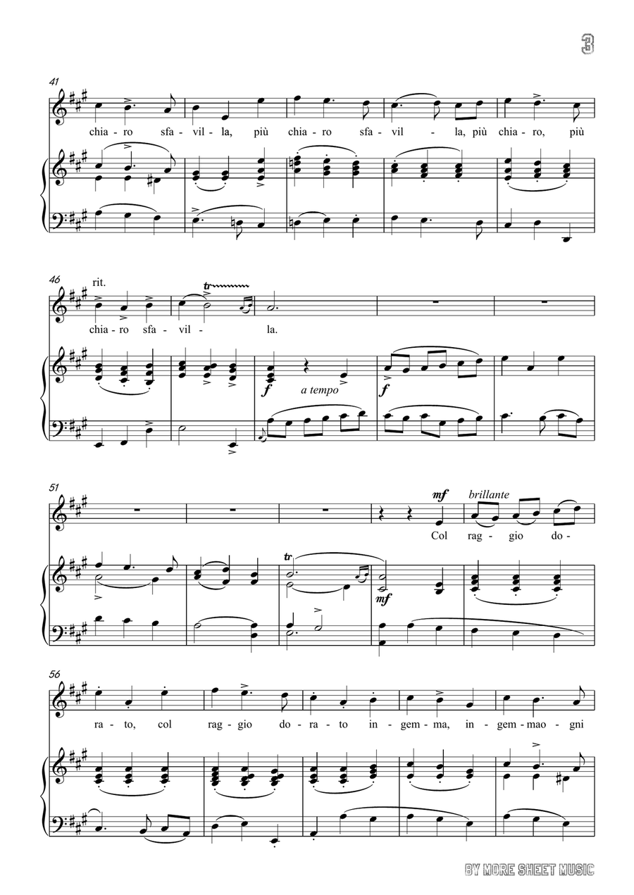 Scarlatti-Già il sole dal gange in A Major,for Voice and Piano Piano, Vocal scores gallery preview page 5