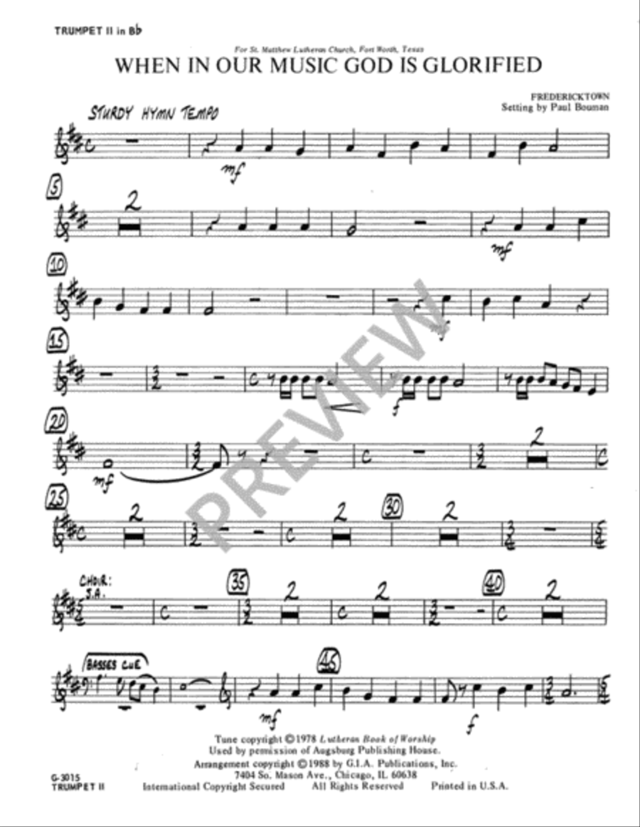 When, in Our Music, God Is Glorified - Instrument edition Trombone scores gallery preview page 4