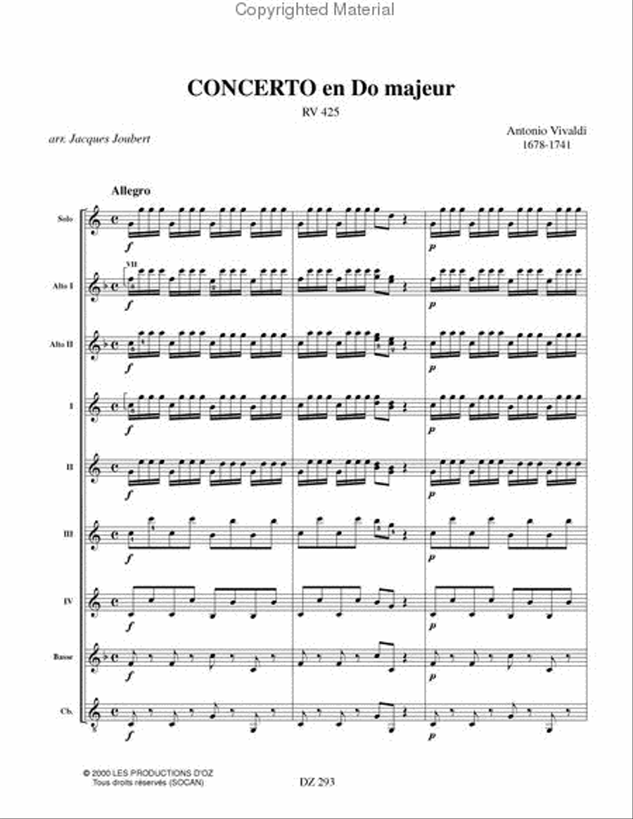 Concerto en Do majeur, RV 425 Guitar Ensemble scores gallery preview page 2