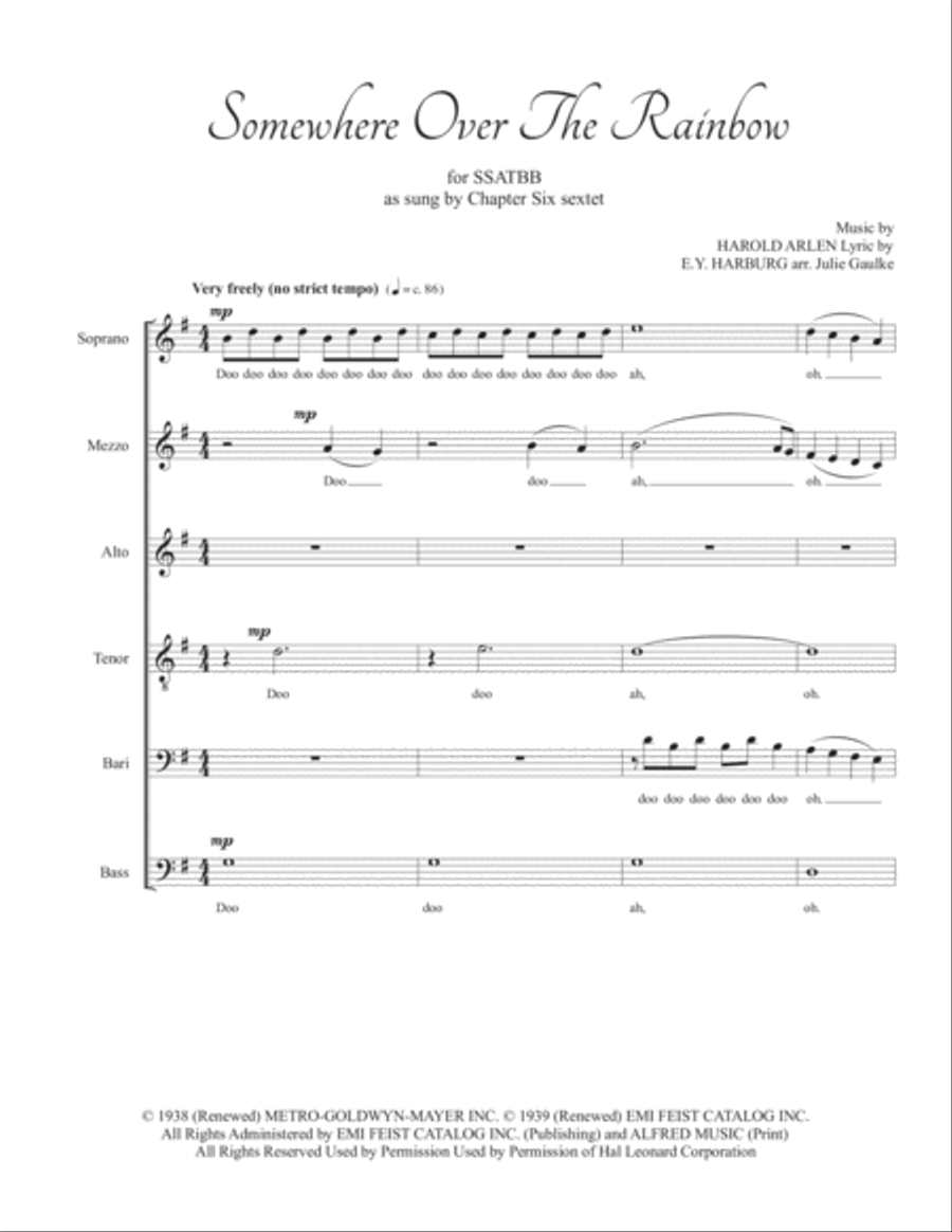 Over The Rainbow (from The Wizard Of Oz) 4-Part scores gallery preview page 1