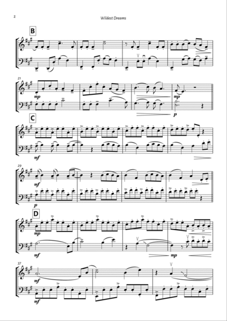 Wildest Dreams String Duet scores gallery preview page 2