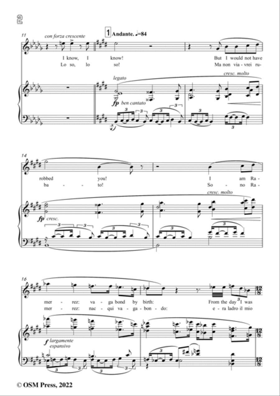 Puccini-Or son sei mesi che mio padre mori,in b flat minor Voice scores gallery preview page 4