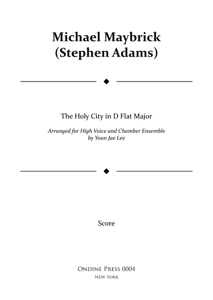 The Holy City for High Voice and Chamber Ensemble in D Flat Major - Score Only