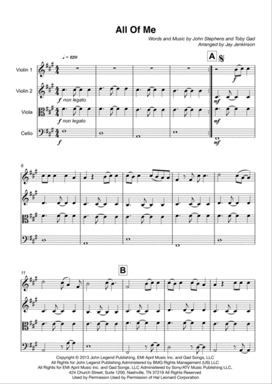 All Of Me String Quartet scores gallery preview page 2