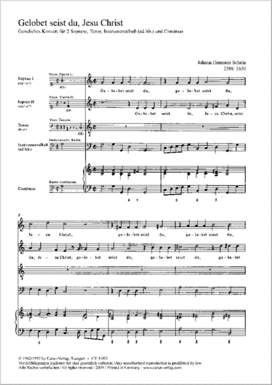 All praise to you, Lord Jesus Christ (Gelobet seist du, Jesu Christ) Voice scores gallery preview page 1