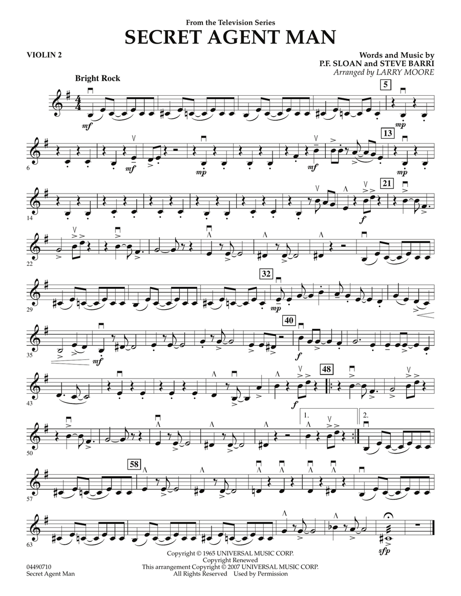 Secret Agent Man - Violin 2 Orchestra scores gallery preview page 1