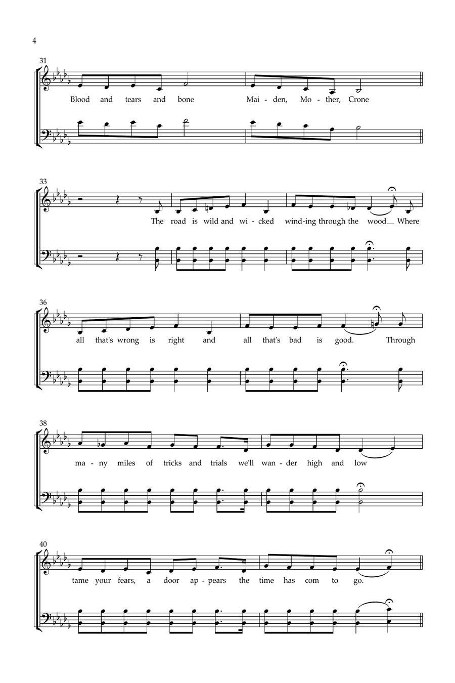 The Ballad Of The Witches' Road (Sacred Chant Version) 4-Part scores gallery preview page 5