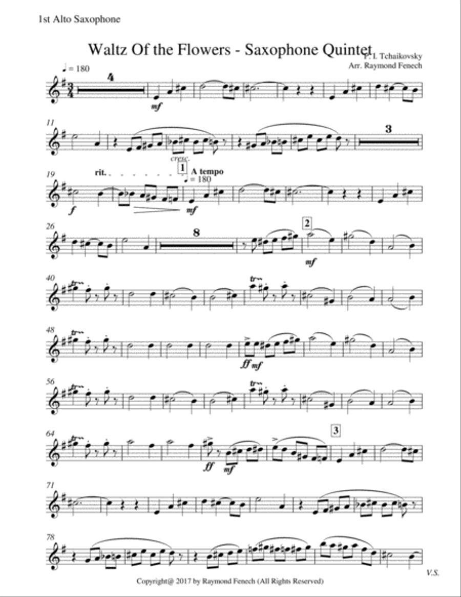 Waltz of the Flowers - P.I.Tchaikovsky (For Saxophone Quintet) Saxophone Quintet scores gallery preview page 4