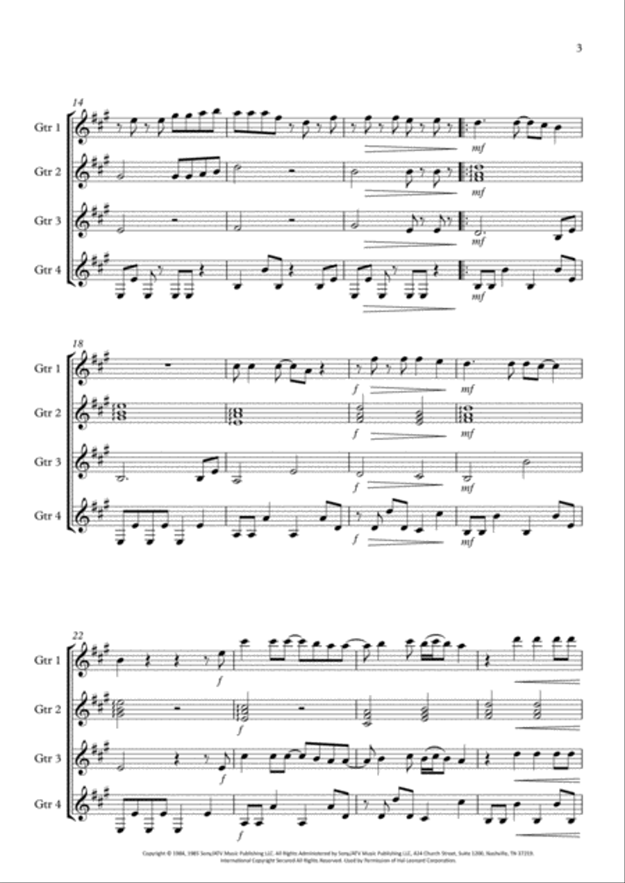Take On Me Guitar Ensemble scores gallery preview page 3