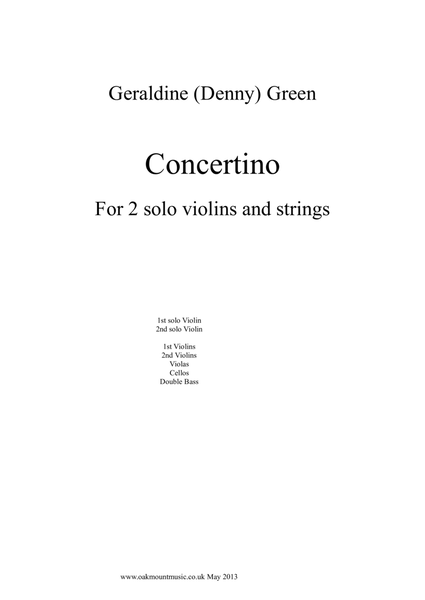 Concertino For Two Solo Violins and Strings (Standard Arrangement) Chamber Music - Digital Sheet Music