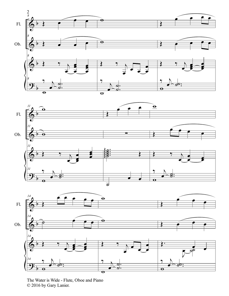 THE WATER IS WIDE (Trio – Flute, Oboe & Piano with Parts) Woodwind Duet scores gallery preview page 3