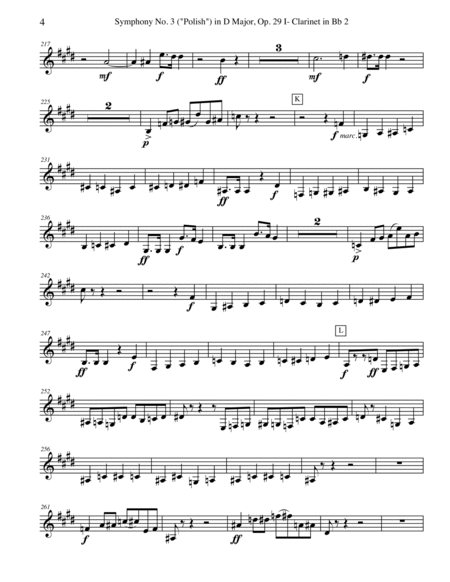 Tchaikovsky Symphony No. 3, Movement I - Clarinet in Bb 2 (Transposed Part), Op. 29