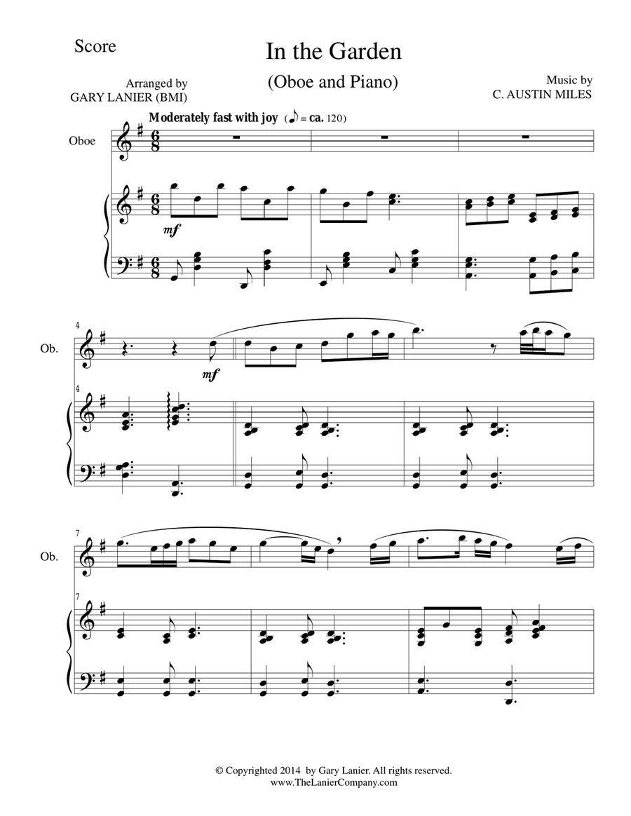 IN THE GARDEN (Oboe/Piano and Oboe Part) IN THE GARDEN (Oboe/Piano and Oboe Part) Piano scores gallery preview page 1