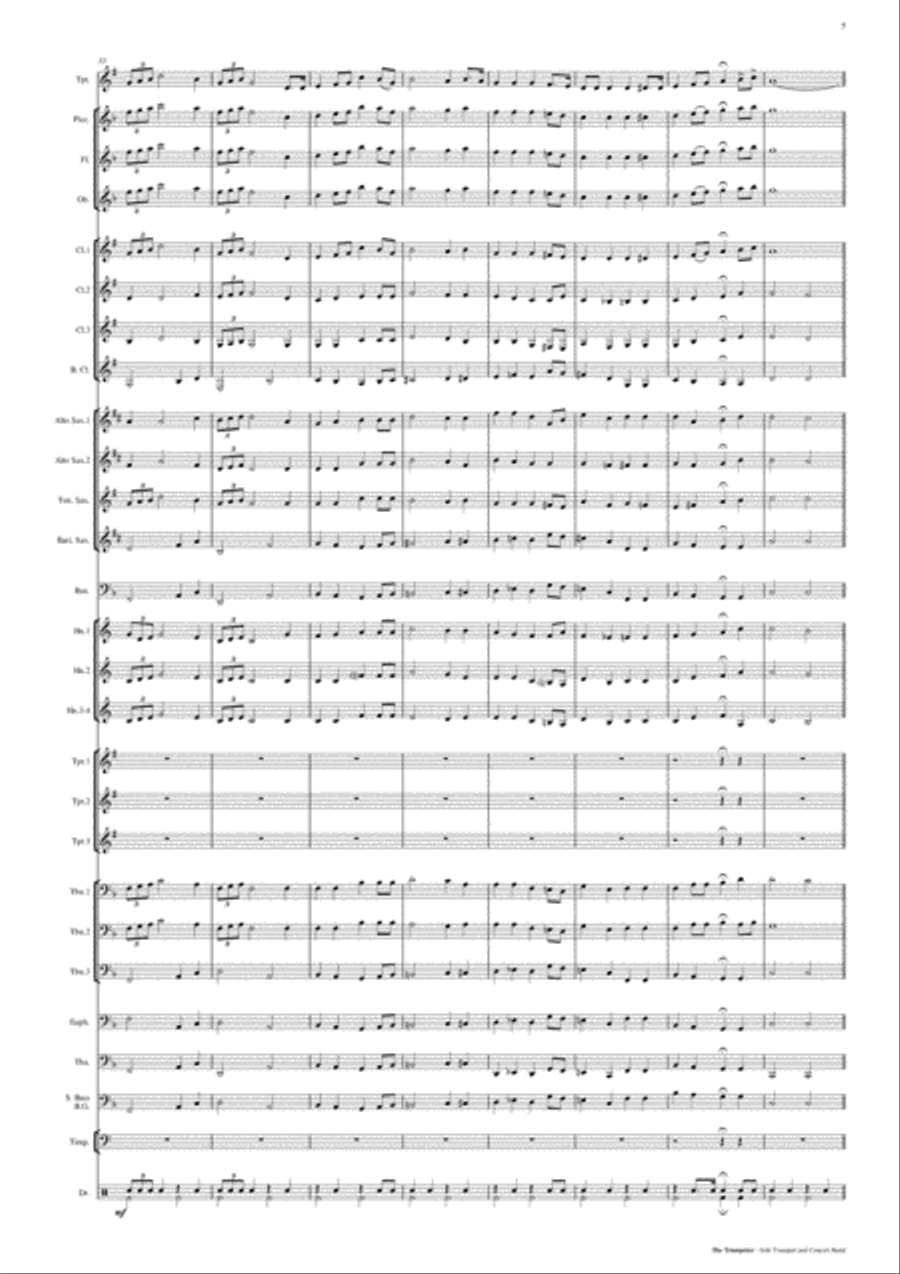 The Trumpeter - Solo Trumpet and Concert Band Score and Parts PDF Concert Band scores gallery preview page 6