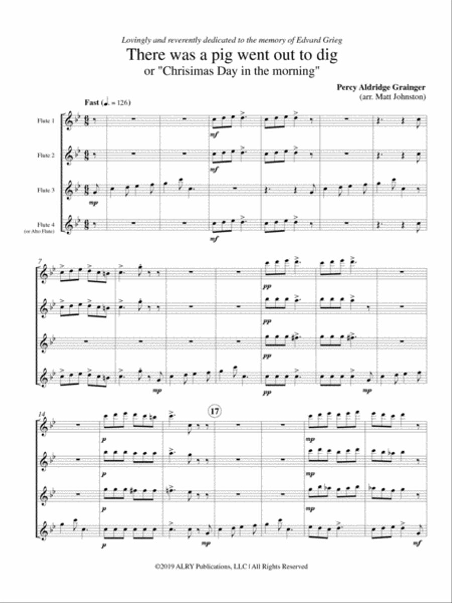 There was a pig went out to dig for Flute Quartet Flute Quartet scores gallery preview page 2