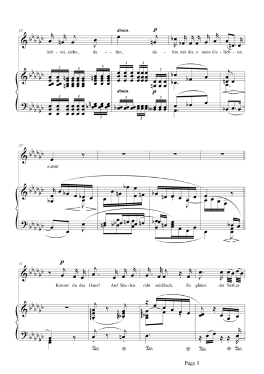 Schumann-Mignon(Kennst du das Land),Op.98a No.1 in e♭ minor Voice scores gallery preview page 4