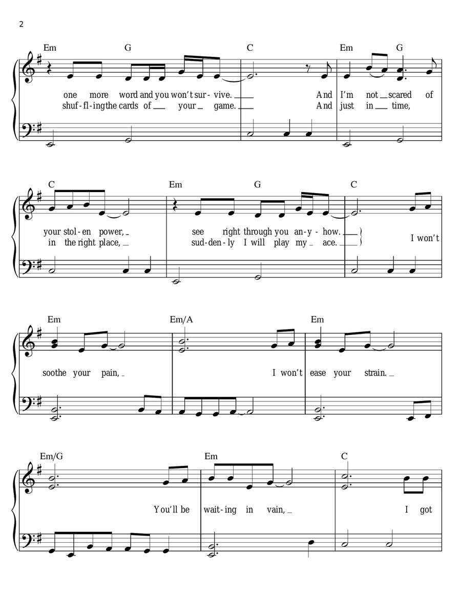 Eyes On Fire Eyes On Fire Easy Piano scores gallery preview page 2