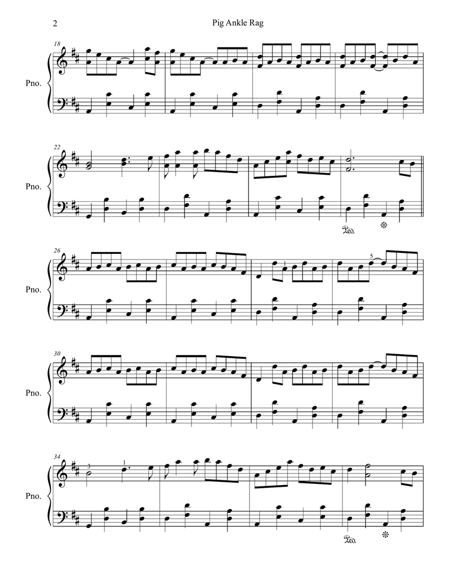 Pig Ankle Rag Pig Ankle Rag Piano Solo scores gallery preview page 2