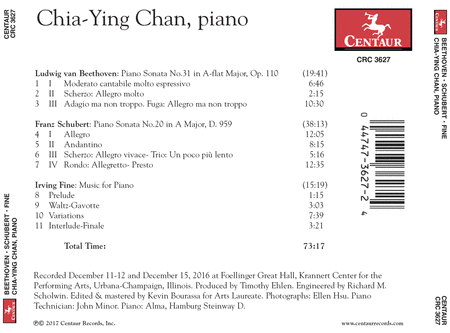 Beethoven, Schubert, Fine: Chai-Ying Chan, Piano