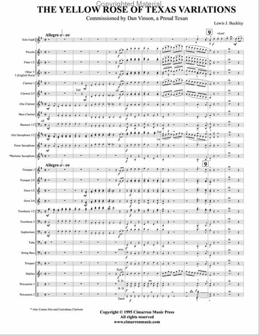 Yellow Rose of Texas Variations Concert Band scores gallery preview page 2