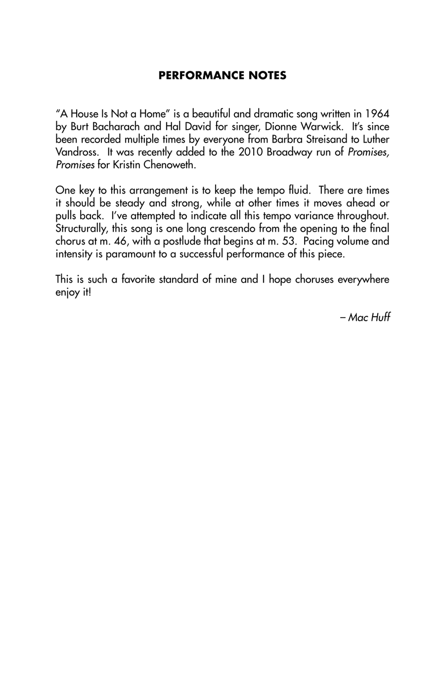 A House Is Not A Home (arr. Mac Huff) 4-Part scores gallery preview page 1