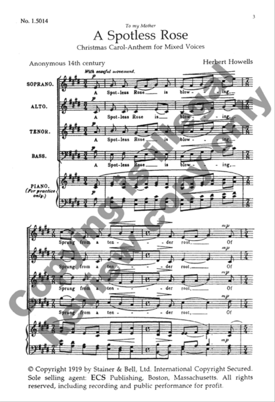 A Spotless Rose (Choral Score) 4-Part scores gallery preview page 10