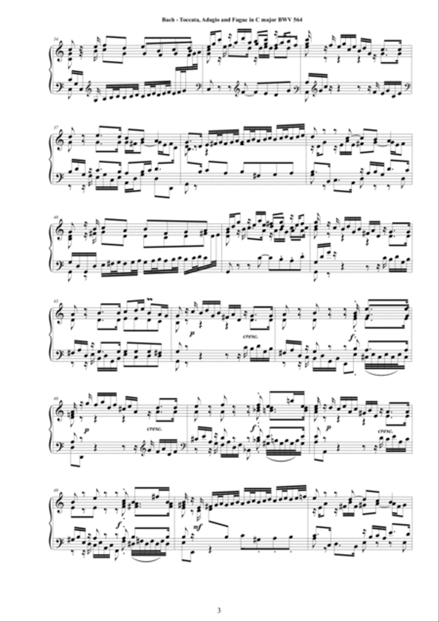 Bach - Toccata, Adagio and Fugue in C major BWV 564 for Piano Piano Solo scores gallery preview page 3
