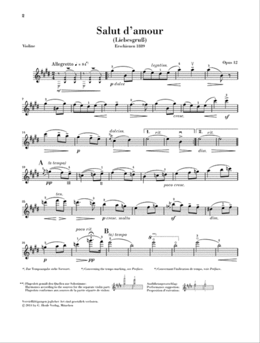 Salut d'amour, Op. 12 Violin Solo scores gallery preview page 3