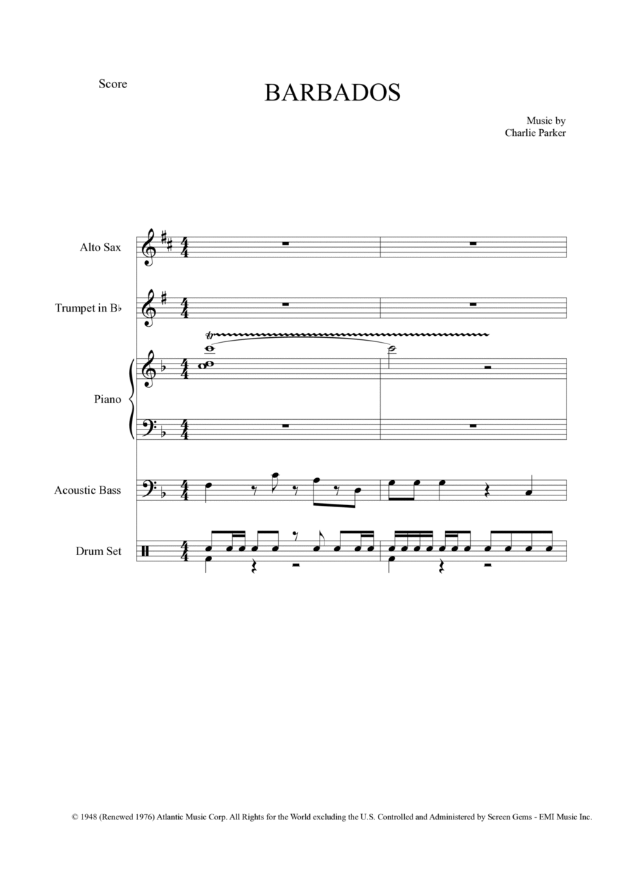Barbados Barbados Jazz Ensemble scores gallery preview page 1