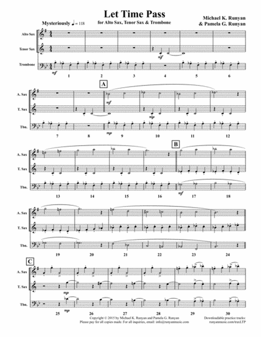 Let Time Pass, for Alto Sax, Tenor Sax & Trombone (Score only) image number null