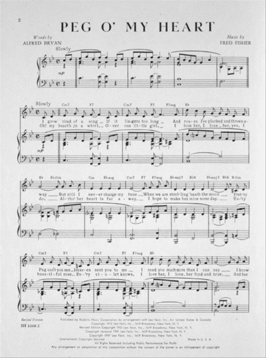 Peg O' My Heart Voice scores gallery preview page 2