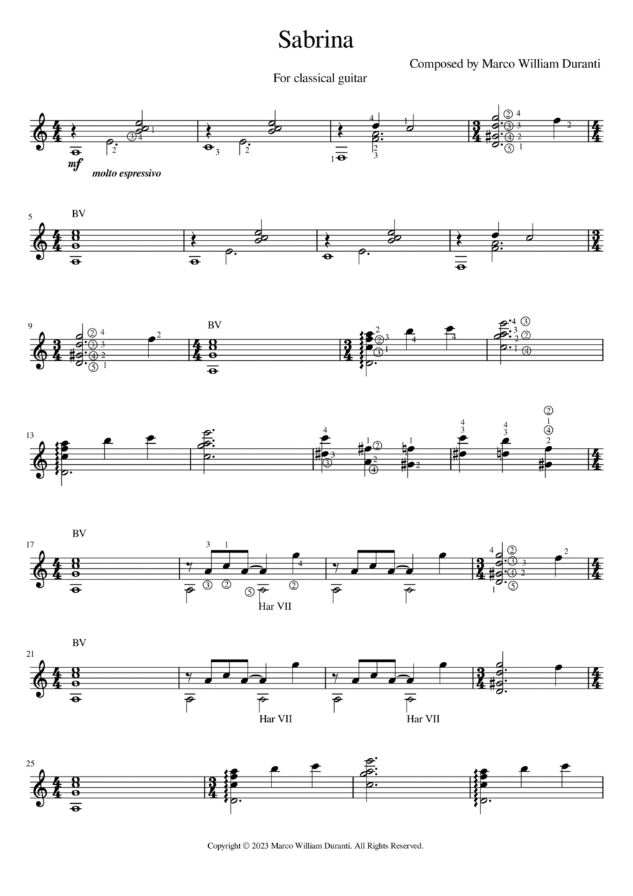 Sabrina Acoustic Guitar scores gallery preview page 1