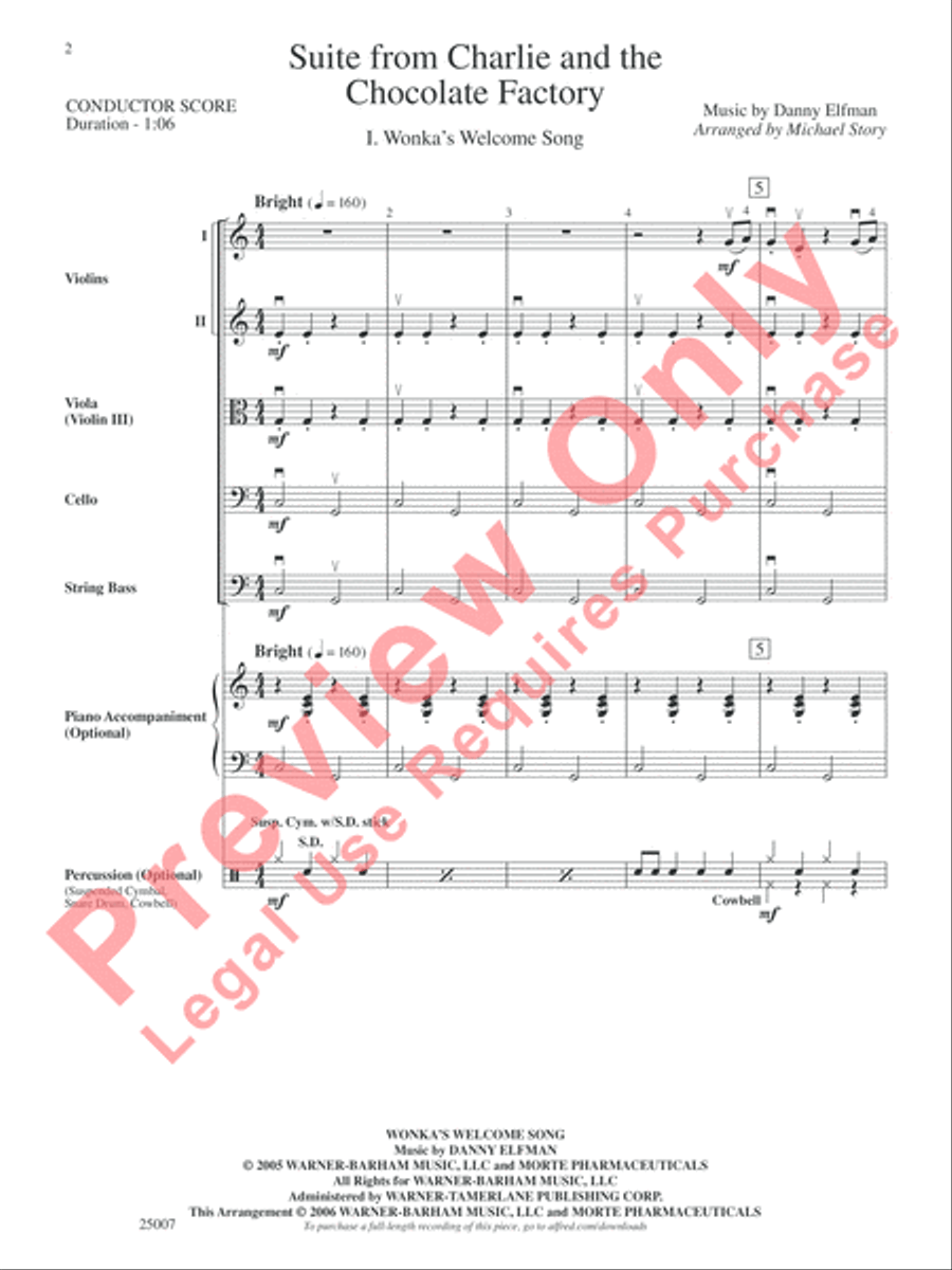 Suite from Charlie and the Chocolate Factory String Orchestra scores gallery preview page 3