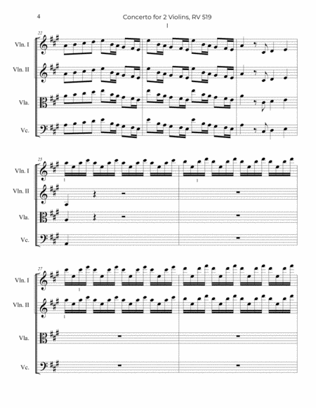 Vivaldi: Concerto for 2 Violins, RV 519 - String Quartet image number null