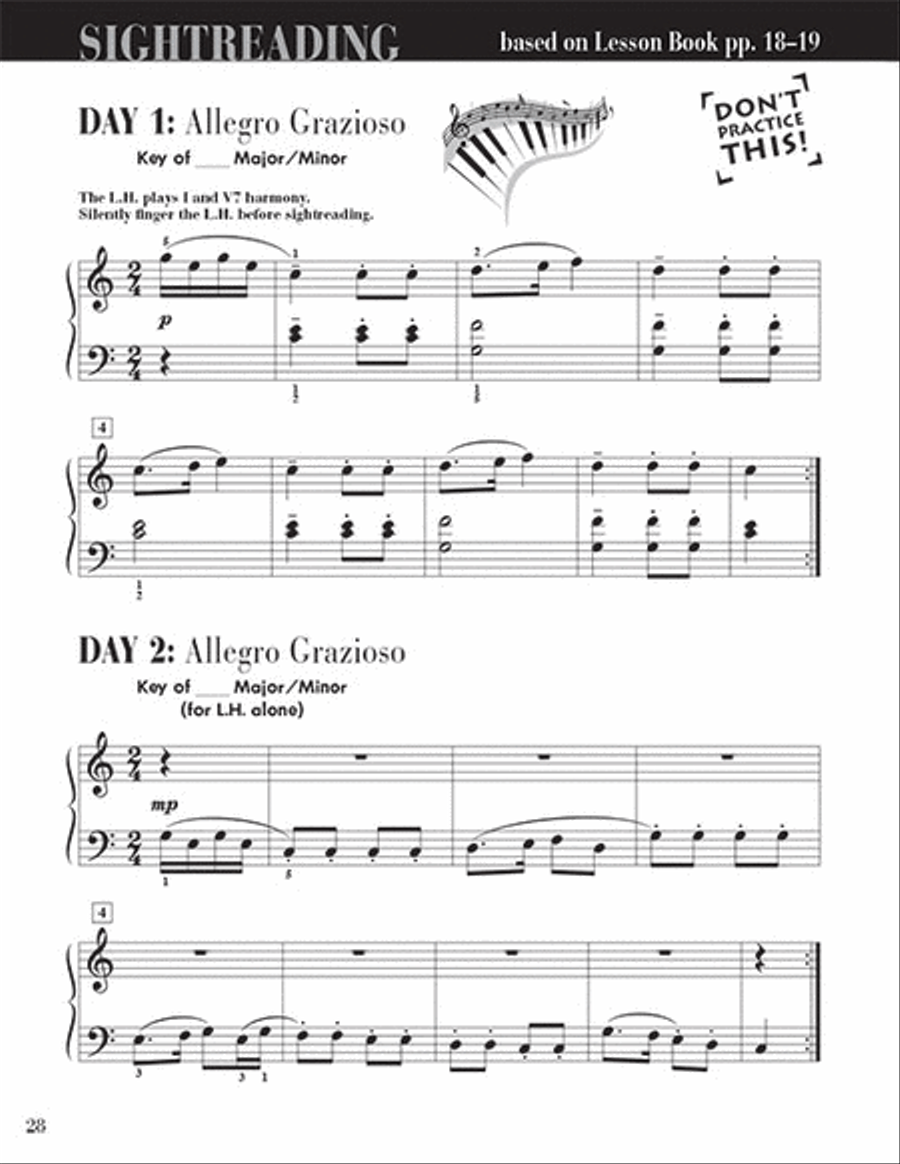 Level 4 - Sightreading Book Piano Method scores gallery preview page 5