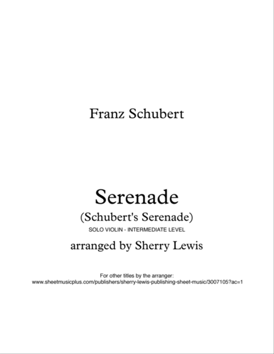SCHUBERT SERENADE Violin Solo, Intermediate Level Violin Solo scores gallery preview page 2