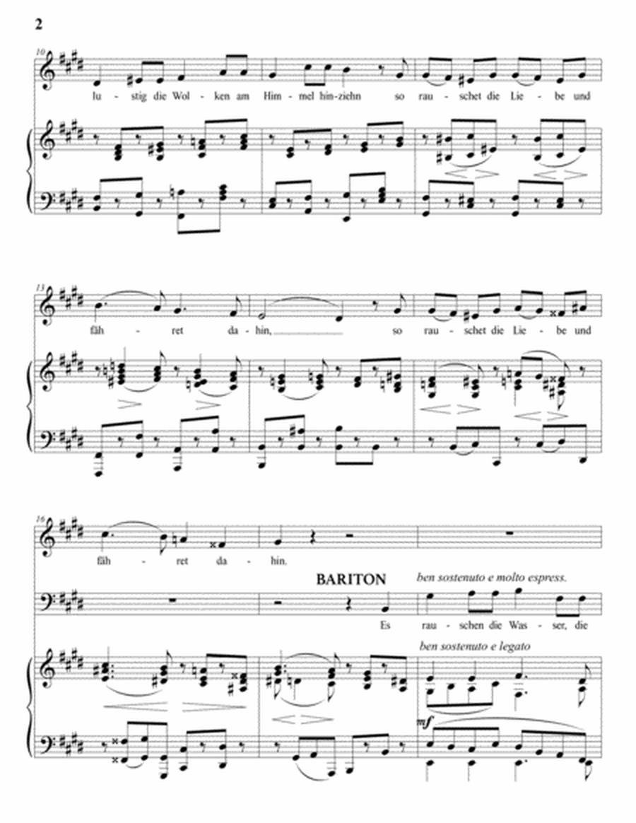 BRAHMS: Es rauschet das Wasser, Op. 28 no. 3 (transposed to E major)