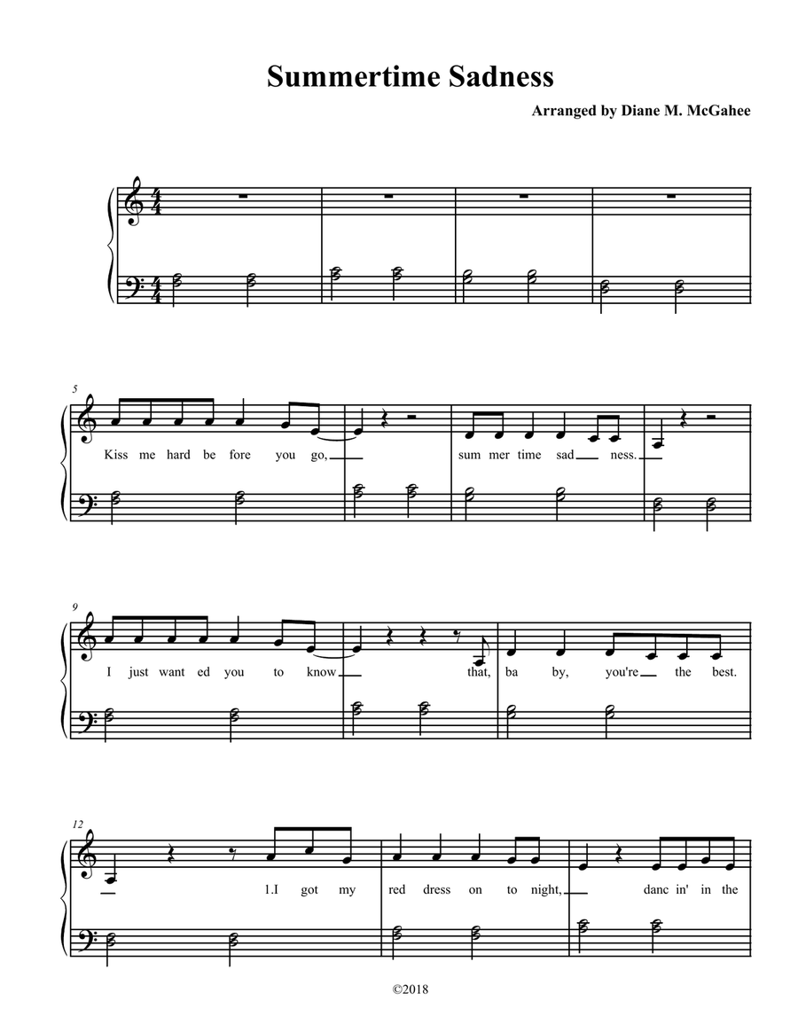 Summertime Sadness Small Ensemble scores gallery preview page 1