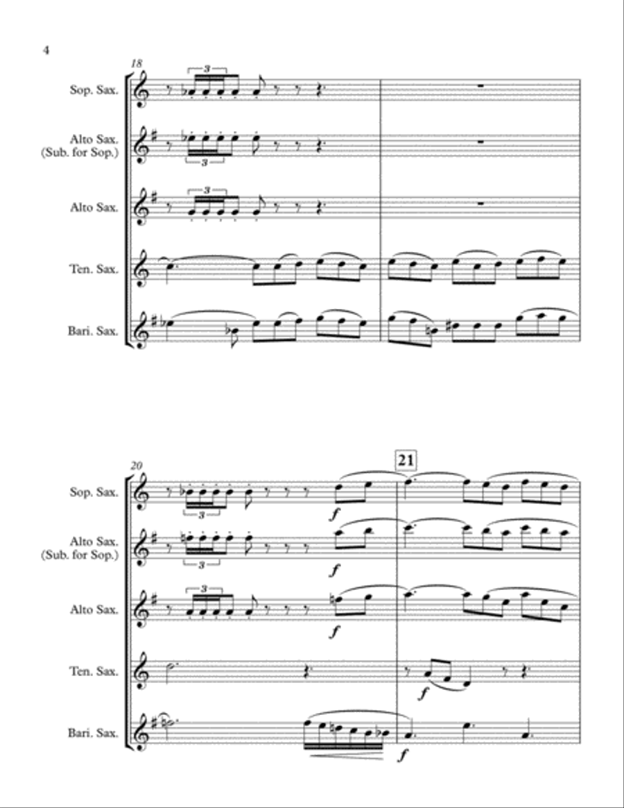 The Impossible Dream Saxophone Quartet scores gallery preview page 4
