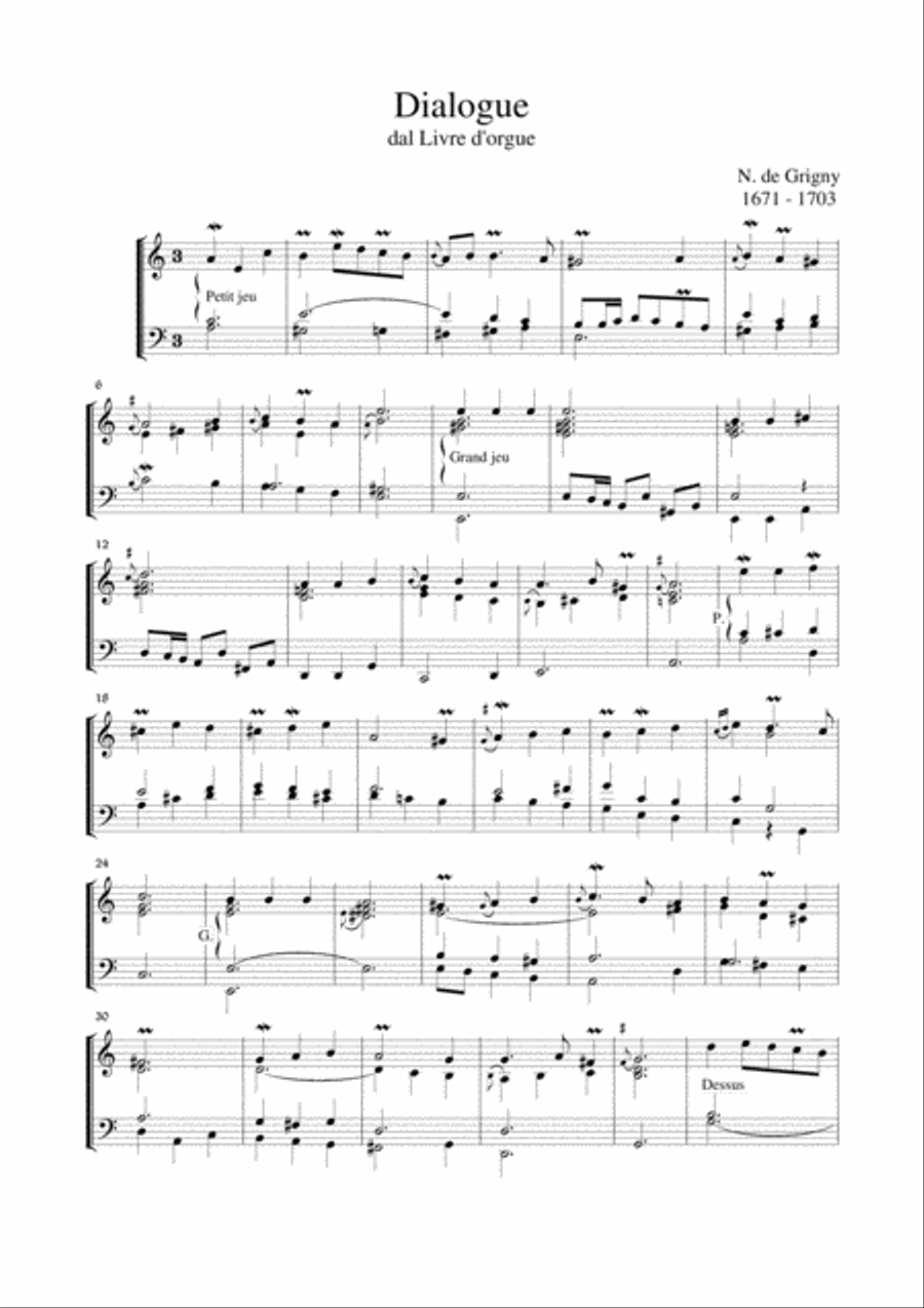 DIALOGUE - N. de Grigny - from Livre d'orgue Organ Solo scores gallery preview page 1