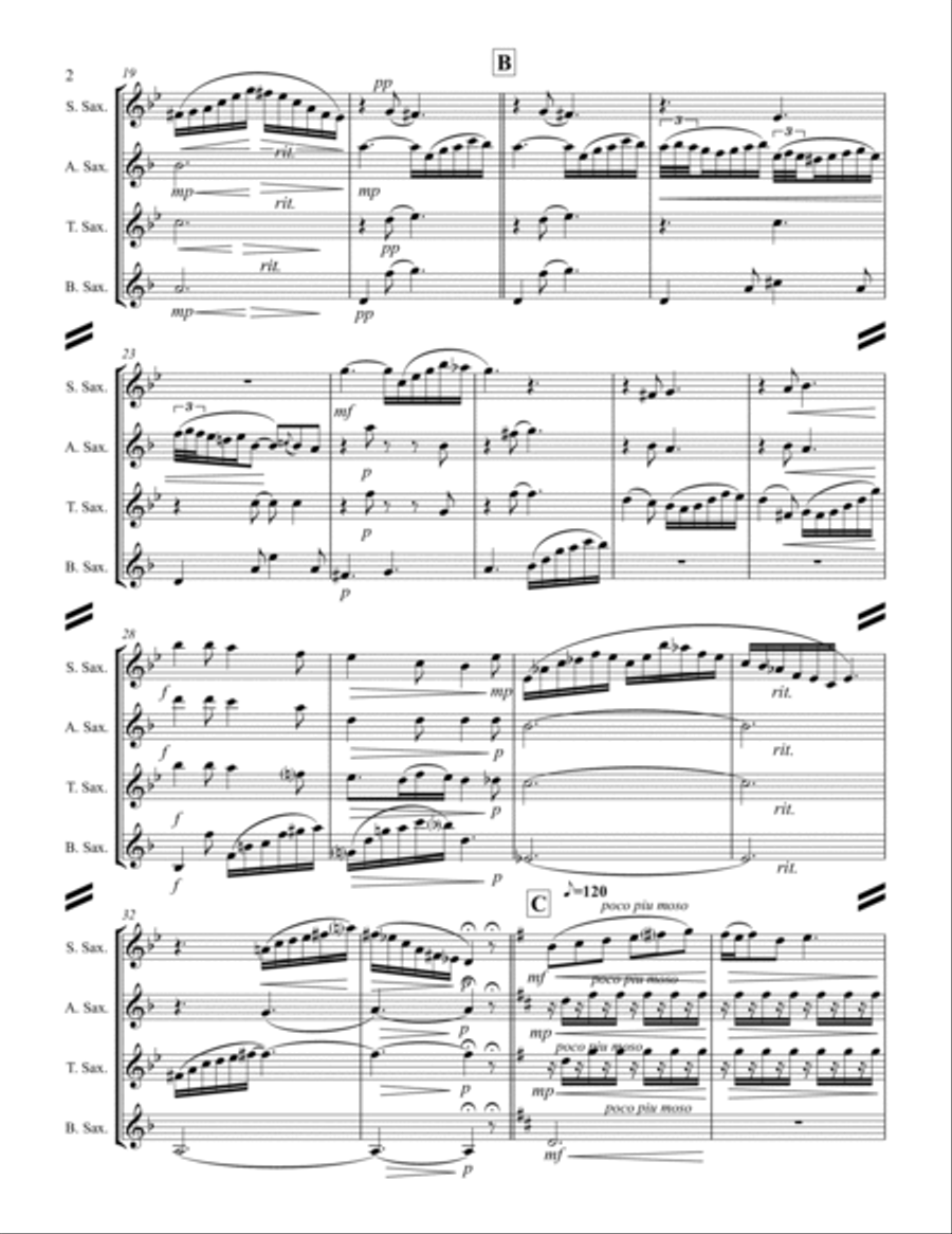 Mallorca – Barcarola (for Saxophone Quartet SATB) Saxophone Quartet scores gallery preview page 3