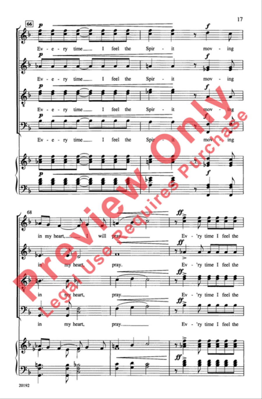 Ev'ry Time I Feel the Spirit 4-Part scores gallery preview page 17