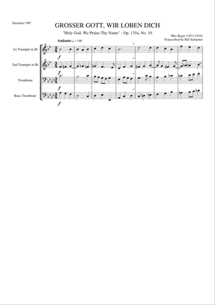 Grosser Gott wir loben dich Brass Quartet scores gallery preview page 1