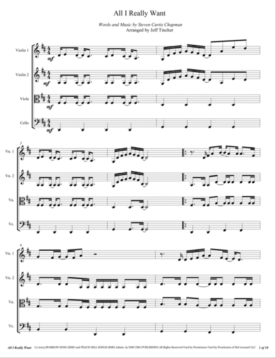 All I Really Want String Quartet scores gallery preview page 2