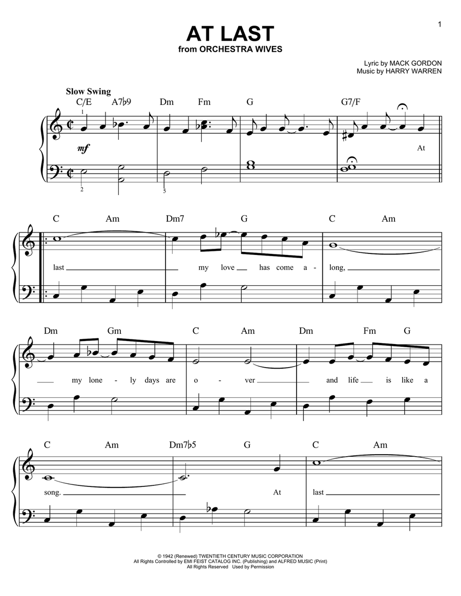 At Last At Last Easy Piano scores gallery preview page 1