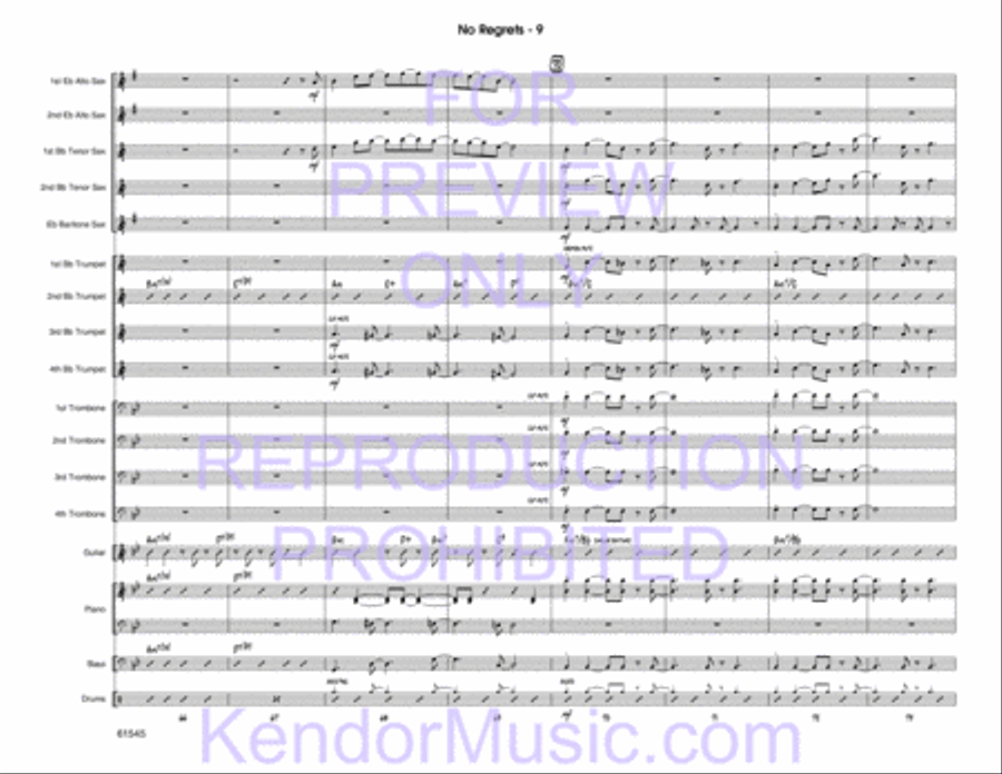 No Regrets (Full Score) Jazz Ensemble scores gallery preview page 10