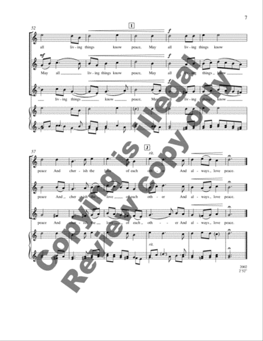 Three Hopes for the Future: 1. May All Living Things Know Peace SSA scores gallery preview page 5